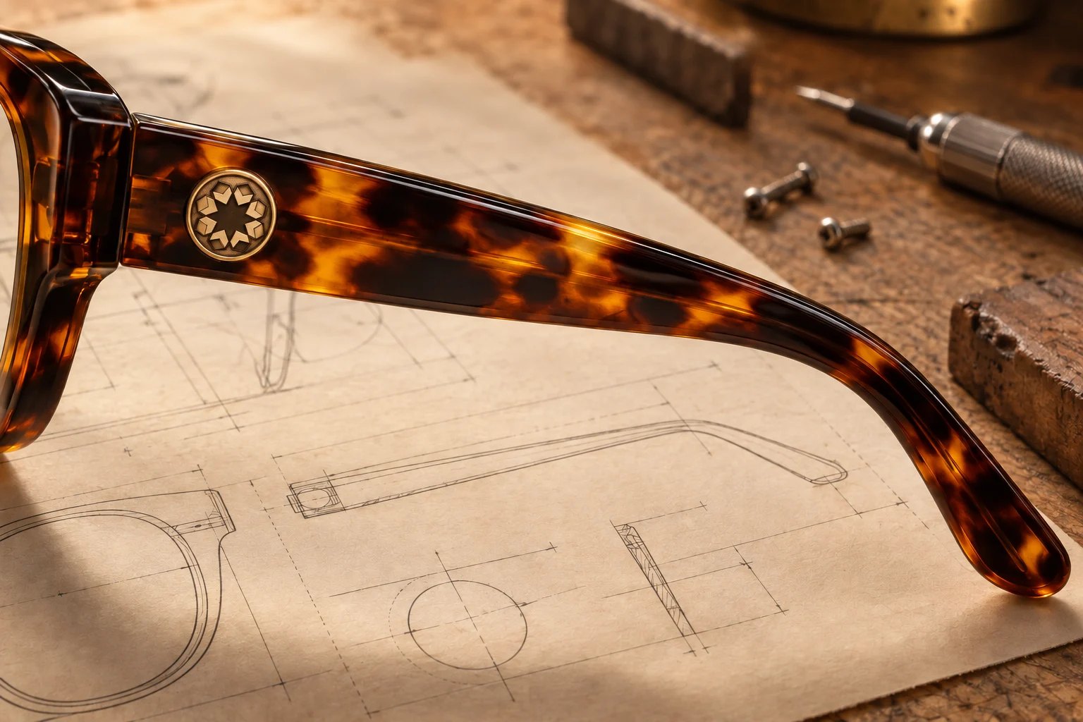 Editorial concept: craftsmanship in optical care and eyewear making