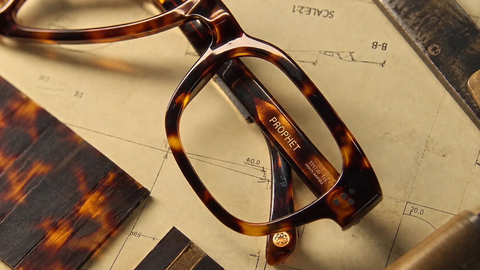 Prophet frame, acetate and technical drawing